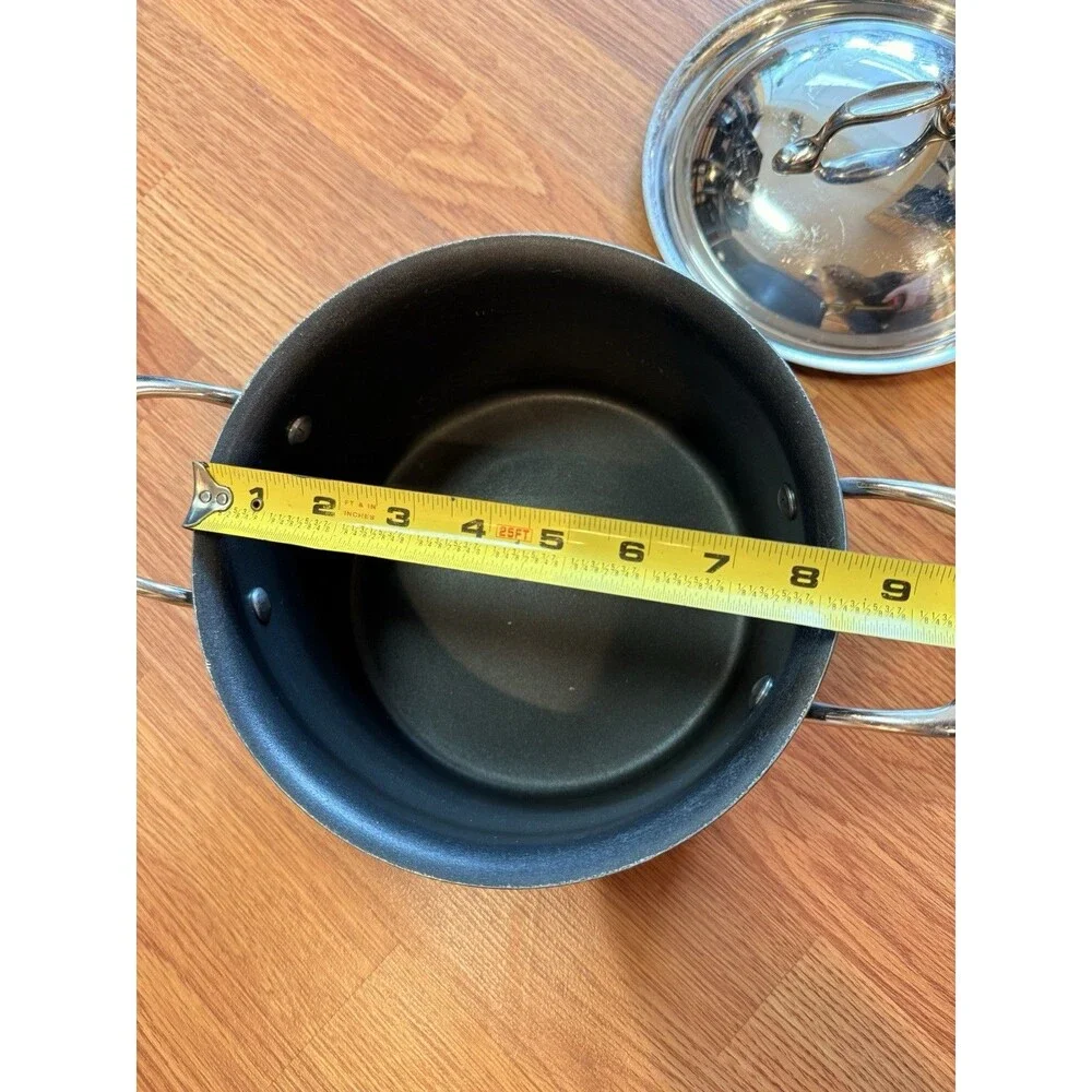 Emeril All-Clad Hard Anodized 3.5 Qt Pot Pan Non Stick w/ Stainless Steel Lid